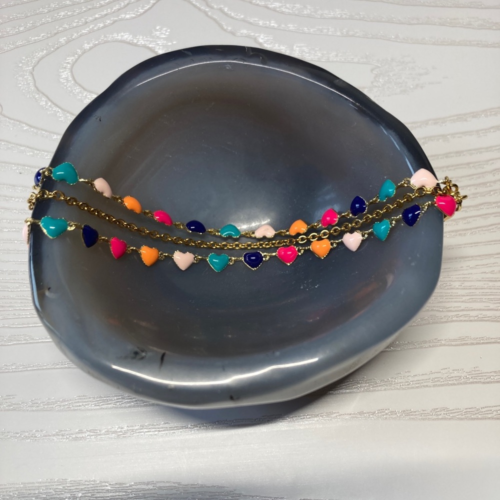 Dainty Hearts & Chain Bracelet